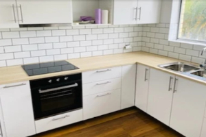 Kitchen splashback tiling installation with quality adhesives Sydney